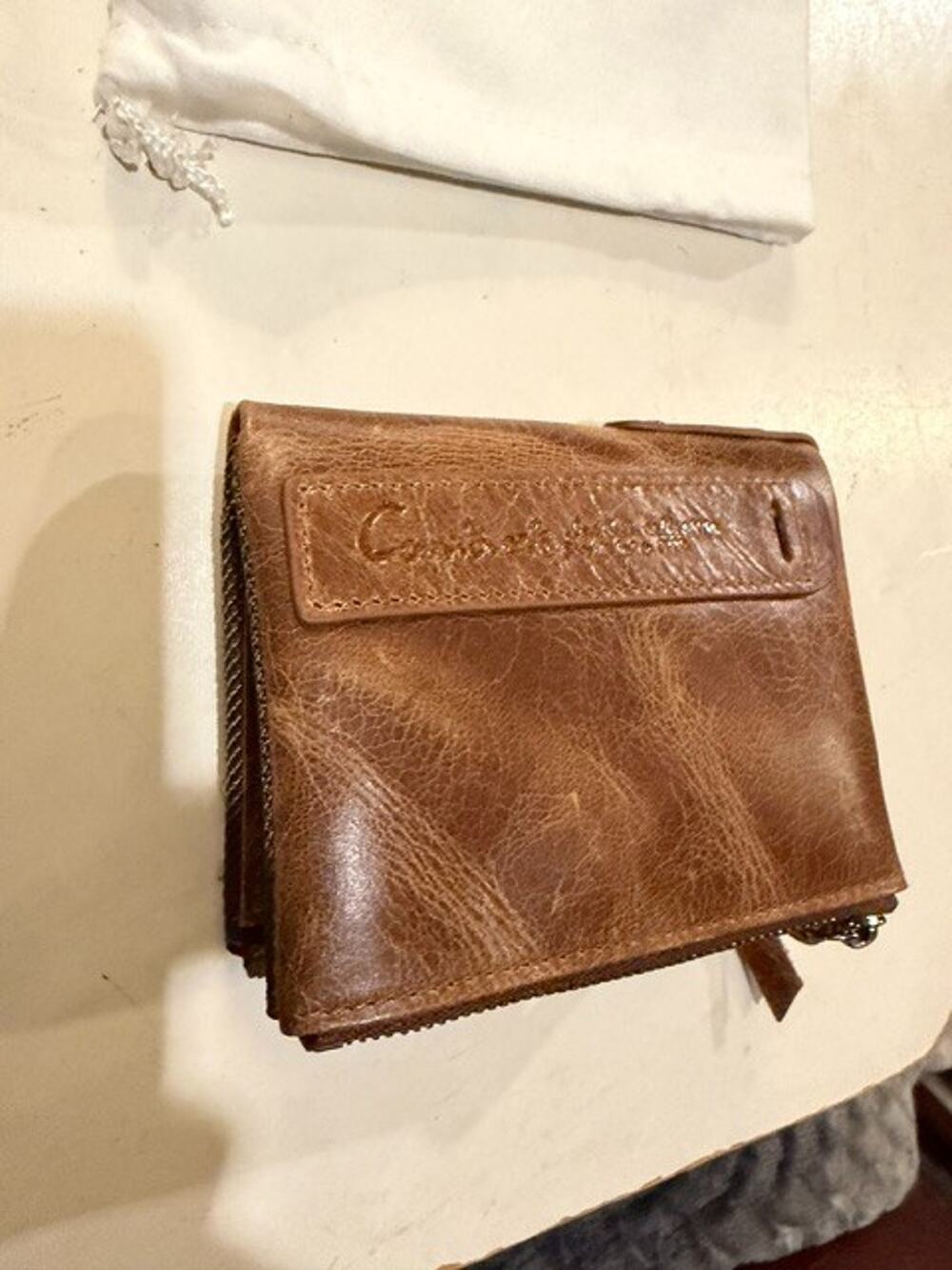 CONTACT'S Brand Genuine Leather Men's Wallet Small Zipper Hasp Short Coin Purse